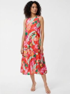 Chico’s Luxury Resort Midi Dress US 8 Silky Soft Tiered Bow-Back Dress